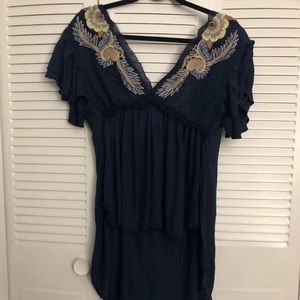 Free People Blue Lightweight Navy Top XS